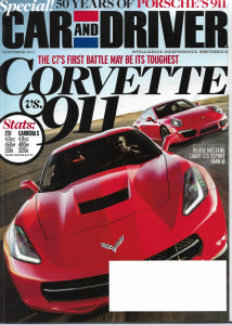 CAR & DRIVER 2013 NOV - CORVETTE vs 911, Z51 CARRERA S STATS, 50 YRS OF 911'S